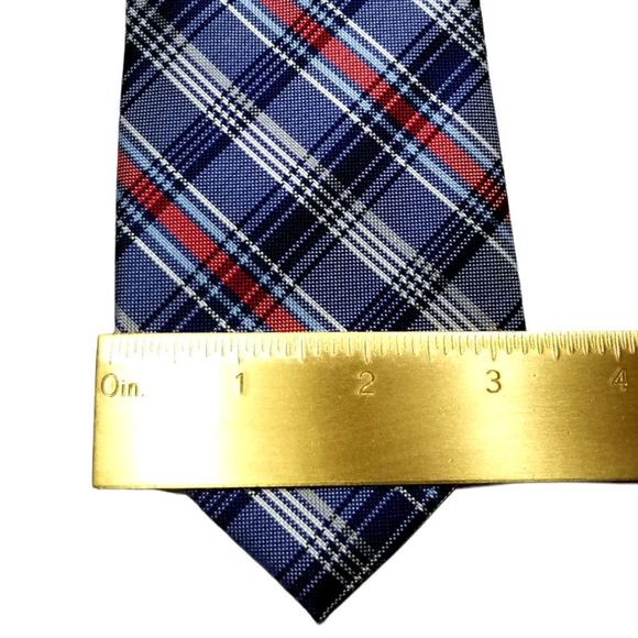 Red/White/Blue DOCKERS Plaid Polyester Neck Tie - Picture 2 of 3
